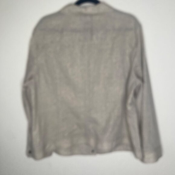 Doncaster Collection Linen Blend Button-Up Jacket‎ Womens XL Beige Leopard Print - Picture 8 of 14